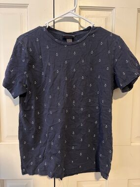 H&M Navy Short Sleeve Tee with White Anchor Print